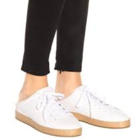 white leather mule sneakers
